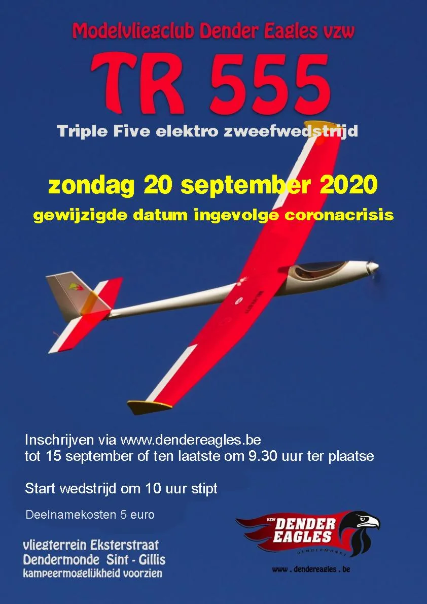 Affiche van de TR 555 zweefwedstrijd op 20 september 2020