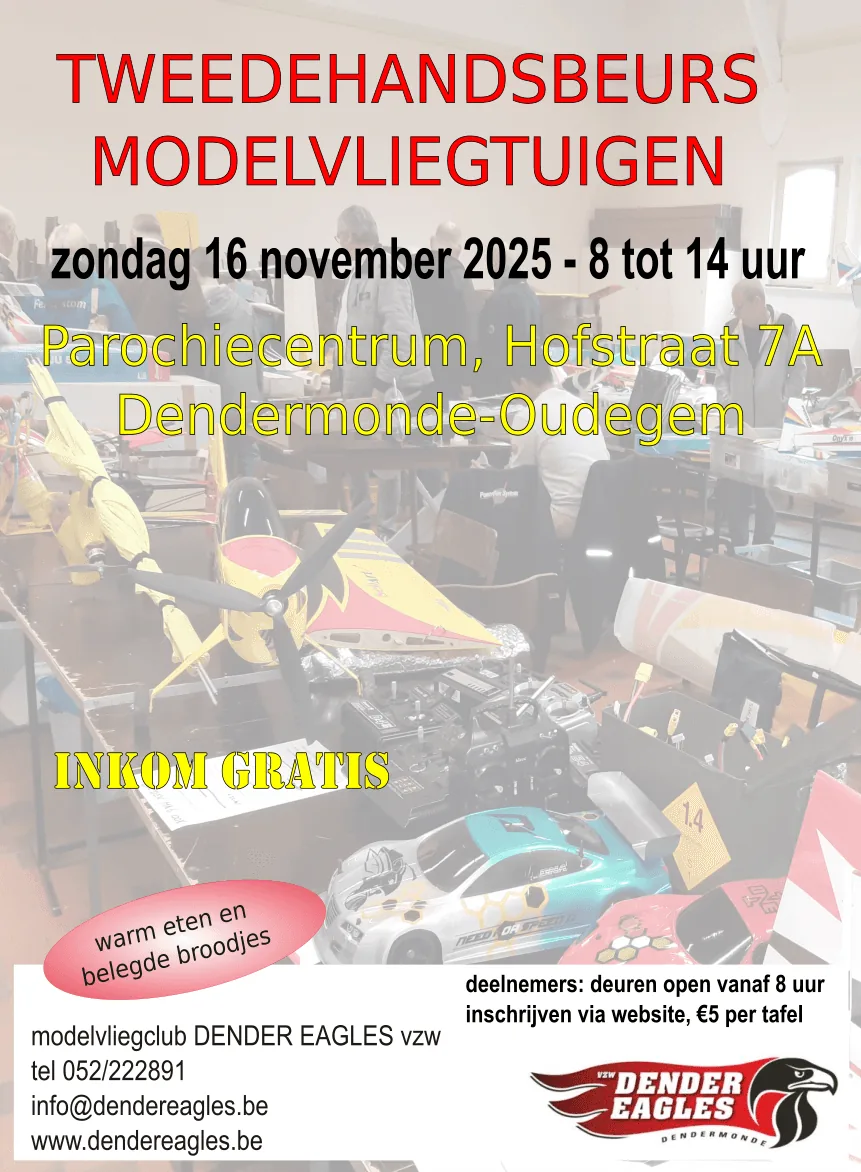 Affiche van de tweedehandsbeurs modelvliegtuigen 2025
