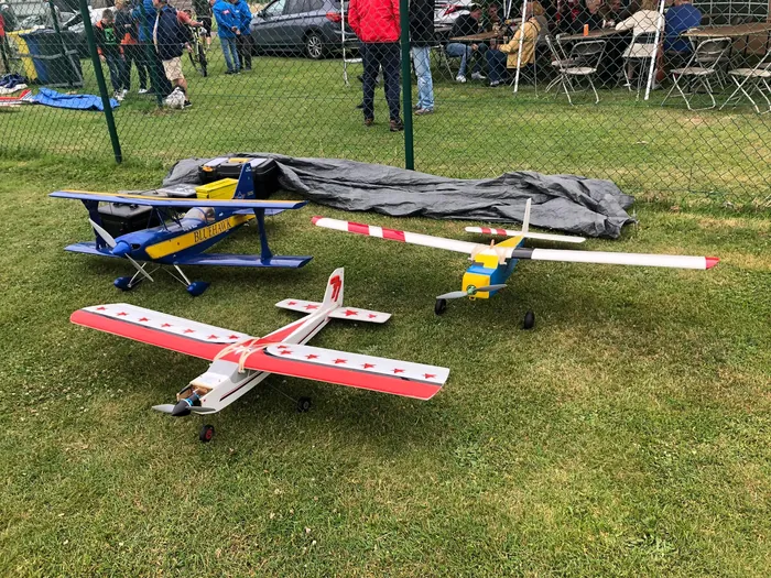 Kleurrijke vintage toestellen op het gras